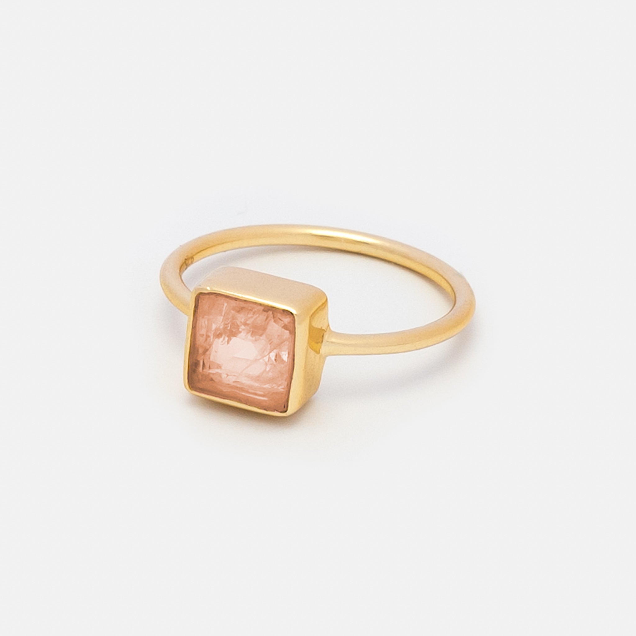 Ring Aline Square Rose Chalcedony - Fleurs des Prés Jewelry