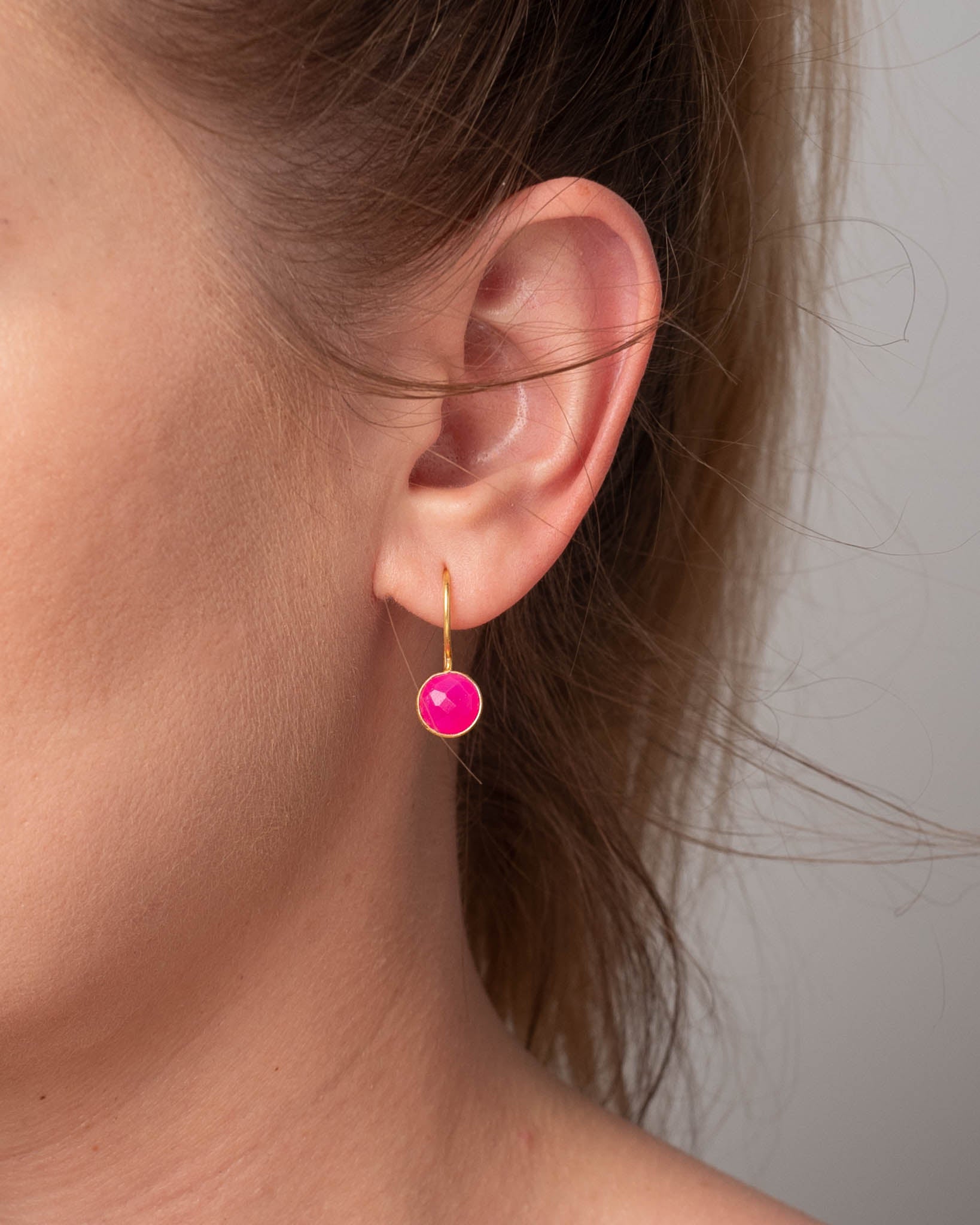 Ohrhänger Lille Hot Pink Chalcedon - Fleurs des Prés