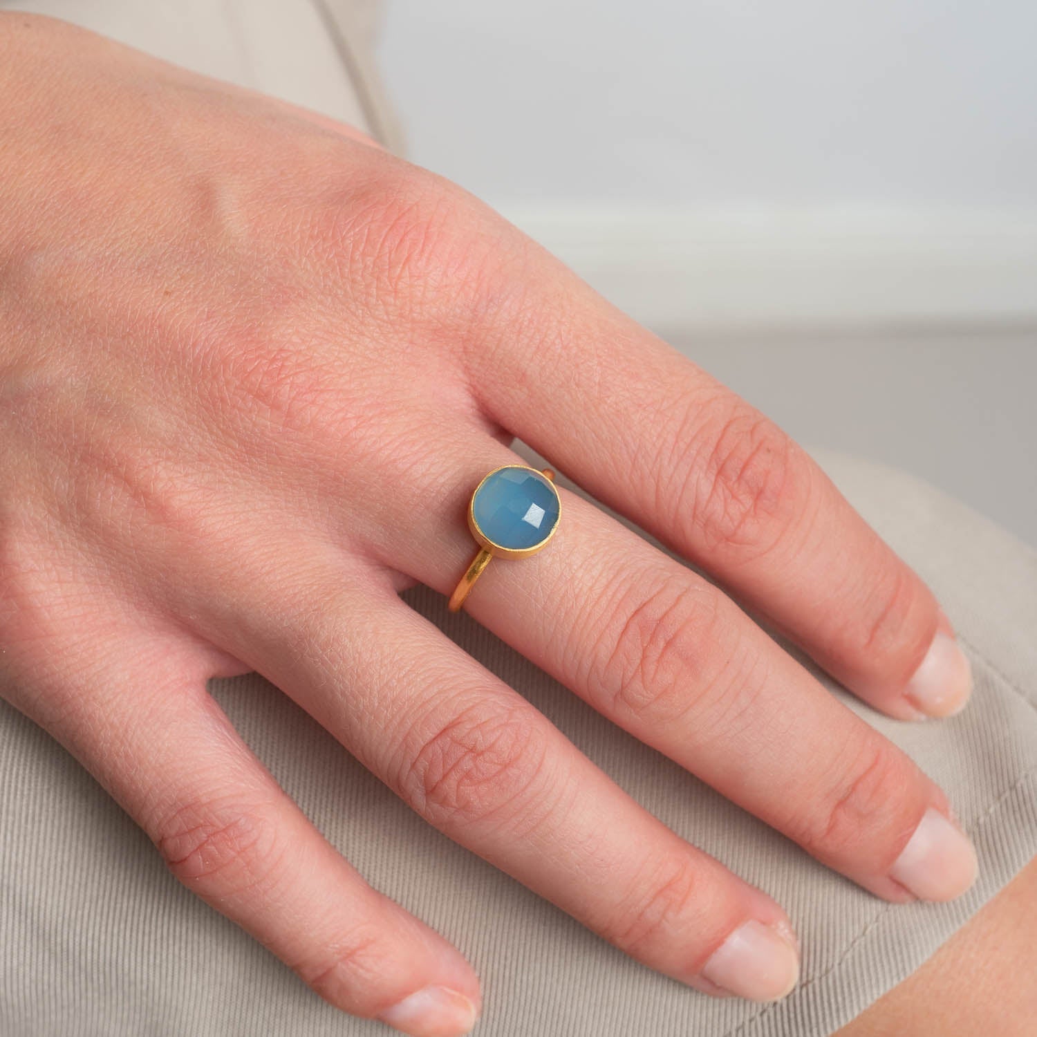 Ring Eloise Light Blue Chalcedony - Fleurs des Prés